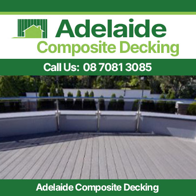 Adelaide composite decking with light grey boards beside swimming pool and outdoor lounge area